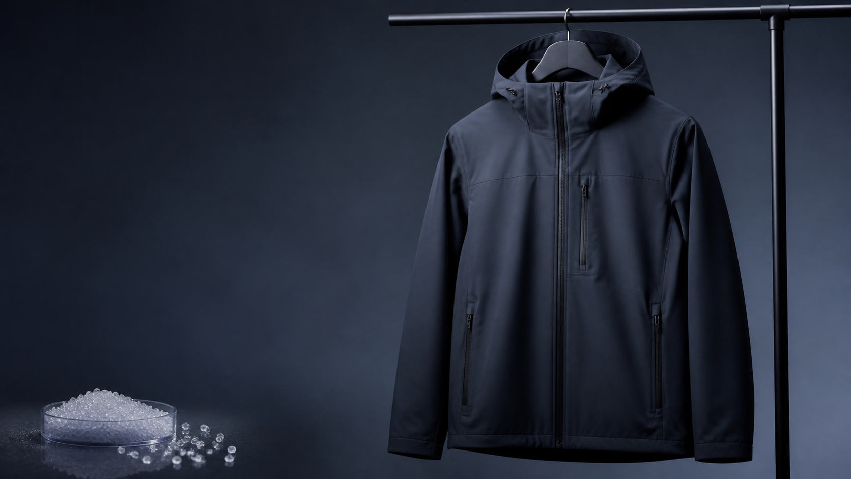 Recycled polyester jacket and rPET pellets