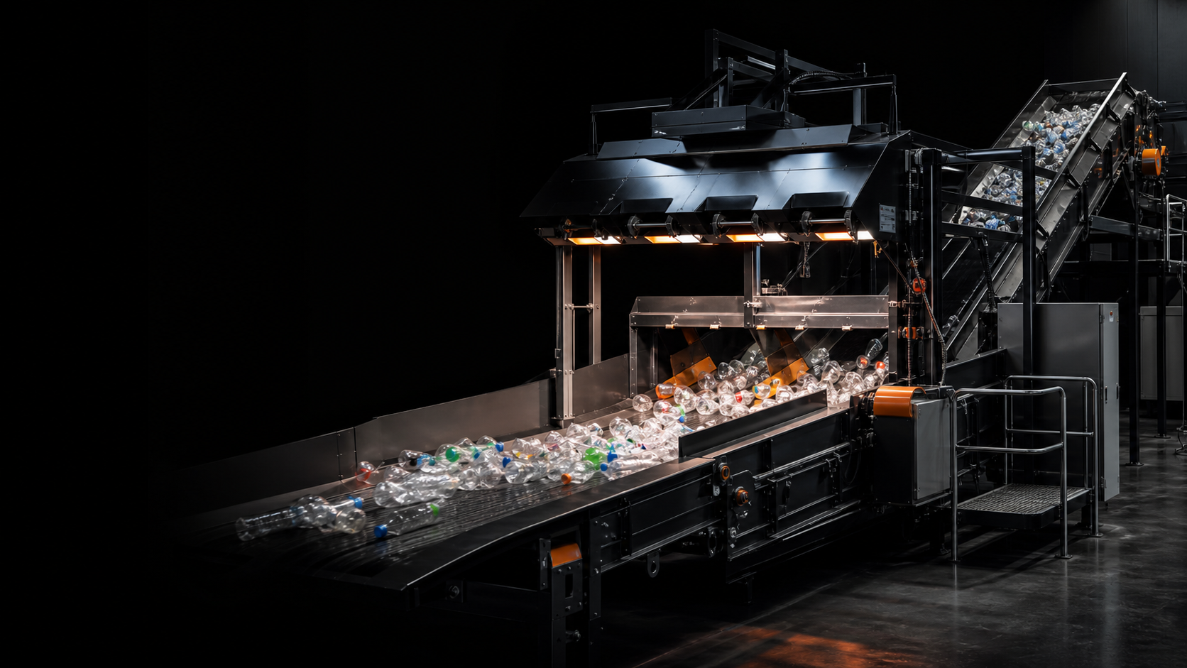 Industrial illustration of PET bottle sorting